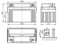 Abmessungen wartungsfreie Bleisäure Batterie 12 V / 120 Ah