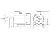 Abmessungen Drehstromasynchronmotor mit 7,5 kW