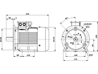 Drehstromasynchronmotor mit 1,1 kW, Abmessungen