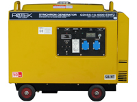 Stromerzeuger mit 6,0 kVA Ausgangsleistung 230V, Schallgedämmt, GD4SS-1A-6000-EBWZ-DK, Frontansicht