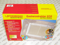 Gasheizstrahler 4,2 kW mit Druckregler und Piezozündung, HG-4,2kW, Verpackung