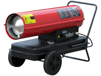 Rotek Heizkanone Öl-Direktheizer 30 kW 230V mit Thermostatoption, HO-30-230-T, Frontansicht schräg