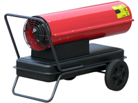 Rotek Heizkanone Öl-Direktheizer 30 kW 230V mit Thermostatoption, HO-30-230-T, Rückansicht schräg