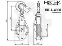 Umlenkrolle für Seilzüge und Seilwinden Modell: UR-A-04000 (Bruchlast 16000kg/16T, Nennlast 4000kg/4T)