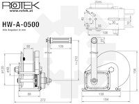 Konsolen-Seilwinde HW-A-0500 mit 10m langem Drahtseil - D5mm (7x19)