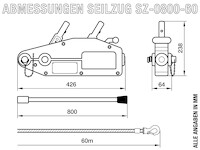 Seilzug 800kg / 0,8t mit 60m Seil, SZ-0800-60