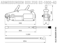 Seilzug 1600kg / 1,6t - mit 40m Seil, SZ-1600-40