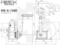 Konsolen-Seilwinde HW-A-1200 mit 18m langem Drahtseil - D6mm (7x19)