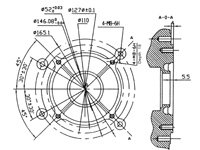 Flanschabmessungen 4-Takt Benzinmotor Rotek mit 8,95 kW (12,17 PS) und Handstart, EG4-0390-E