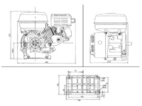 Abmessungen 4-Takt Benzinmotor Rotek mit 4,47 kW (6,08 PS) und Handstart, EG4-0200-H