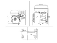 Abmessungen 4-Takt Benzinmotor Rotek mit 8,95 kW (12,17 PS) und Handstart, EG4-0390-E