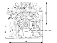 Wassergekühlter 2-Zylinder Diesel V-Motor mit 14,5 kw Nennleistung, ED4W-2V-0794-E, Abmessunge Front