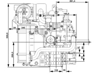 Wassergekühlter 2-Zylinder Diesel V-Motor mit 14,5 kw Nennleistung, ED4W-2V-0794-E,Abmessungen Seite