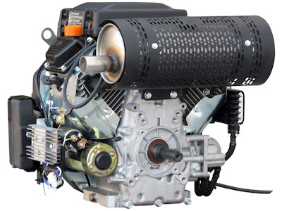 Luftgekühlter 2-Zylinder Benzin V-Motor mit 14 kW, EG4-2V-0688-E, Frontseite schrägf