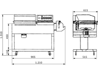 Kombinationsgerät Winkelschweissgerät mit Schrumpfhaube, PM-SHFS-3525, Abmessungen