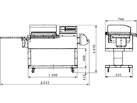 Kombinationsgerät Winkelschweissgerät mit Schrumpfhaube und Förderband, PM-SHFS-4530F, Abmessungen