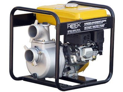 Benzin Kreiselpumpe mit Aluminium Pumpenkörper und 1000l/min Fördermenge,  Schrägansicht