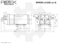 Membranpumpe mit 12V DC Elektromotor und einer max. Fördermenge von 9,5l/min, WPEM-12V-09.5L-024M-EPDM-PS-DP35-TP