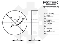Spulenabmessung S200/D200 Dornspule