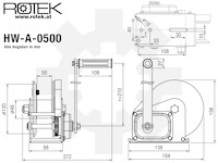 Konsolen-Seilwinde HW-A-0500 mit 10m langem Drahtseil - D6mm (7x19)