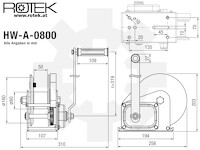 Konsolen-Seilwinde HW-A-0800 mit 20m langem Drahtseil - D5mm (7x19)
