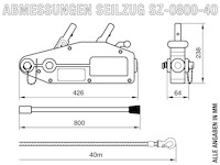Seilzug 800kg / 0,8t mit 40m Seil, SZ-0800-40