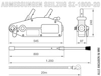 Seilzug 1600 kg / 1,6t 20m Maße