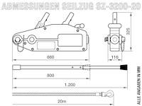 Seilzug 3200 kg / 3,2t 20m Maße