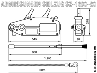 Greifzug (Seilzug) mit 1600 kg Kapazität, ohne Seil, SZ-1600-Body